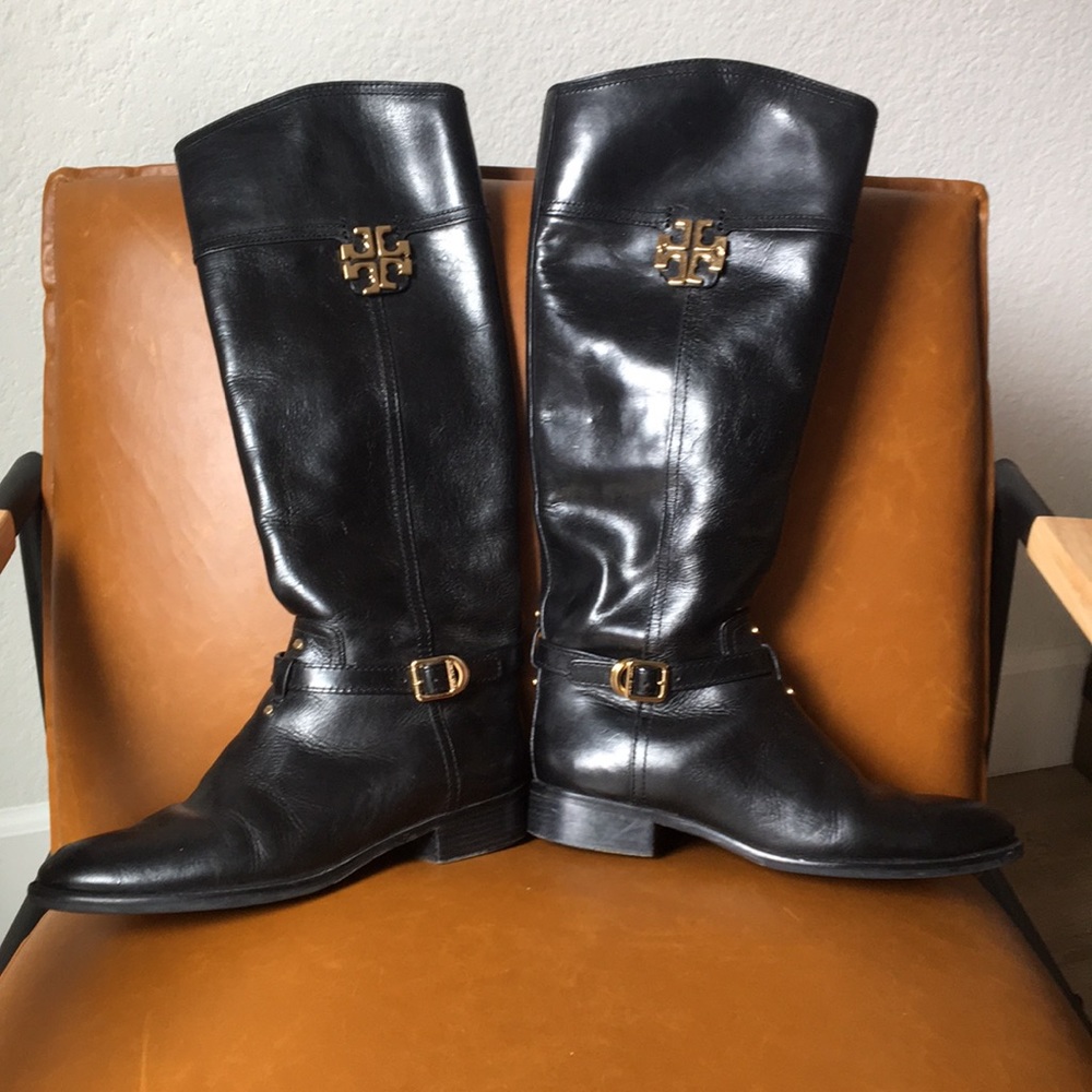 Tall black leather Tory Burch boots